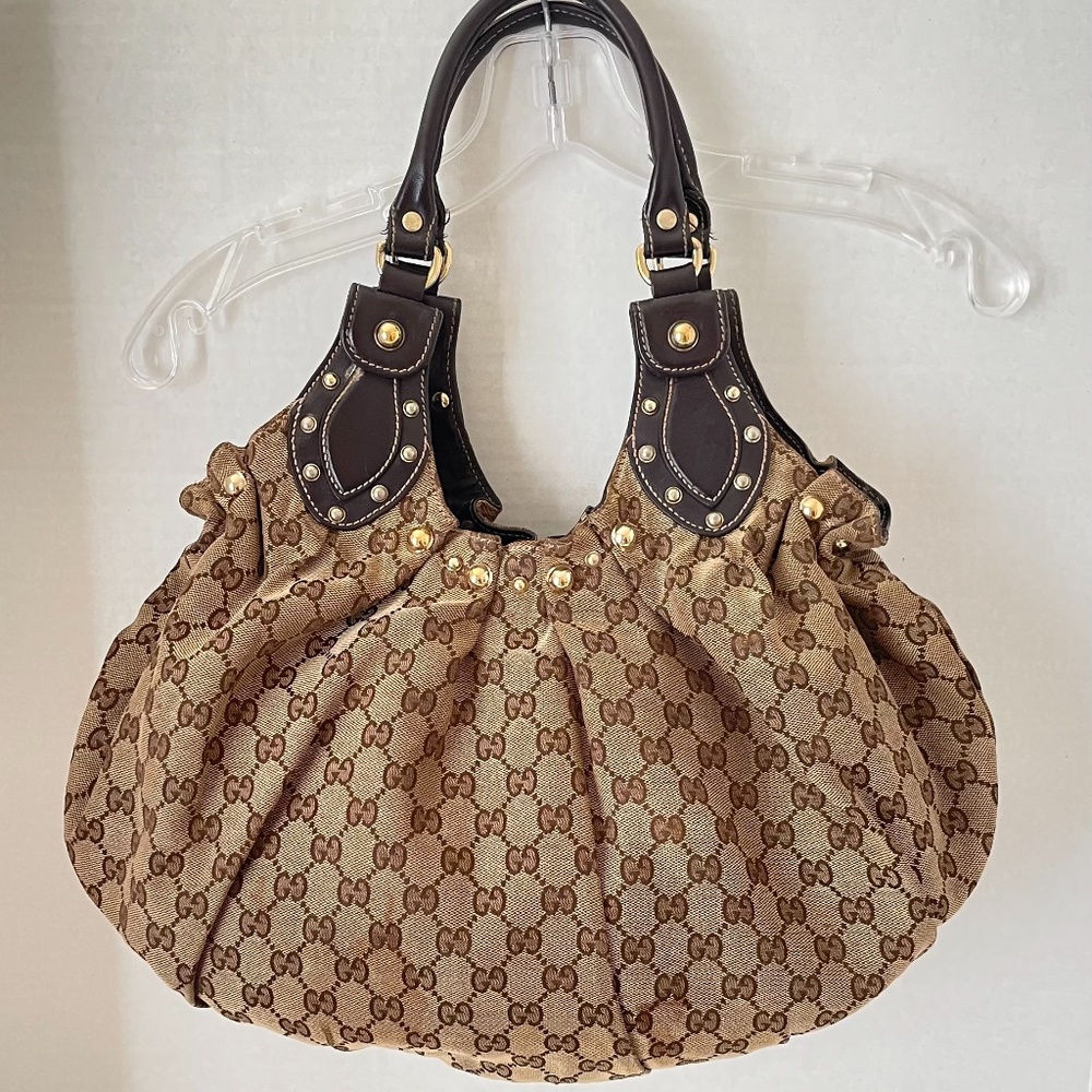 Gucci Monogram Medium Pelham Studded Hobo